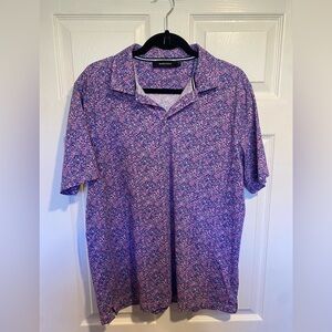 Bugatchi Pink&Blue Patterned Mercerized Cotton Polo Shirt Size Large